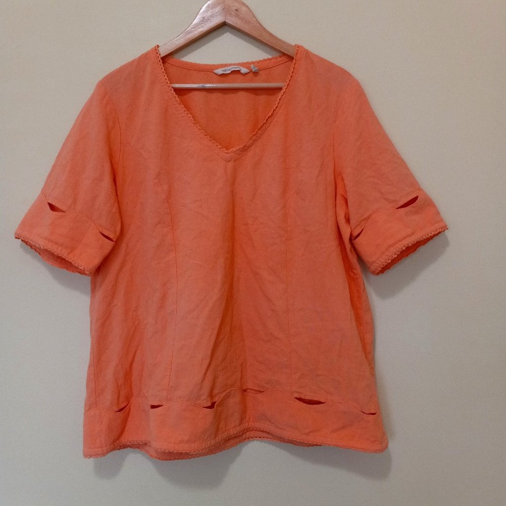 SOFT SURROUNDINGS Women's Orange Cotton Tunic Top Casual Resort Size L